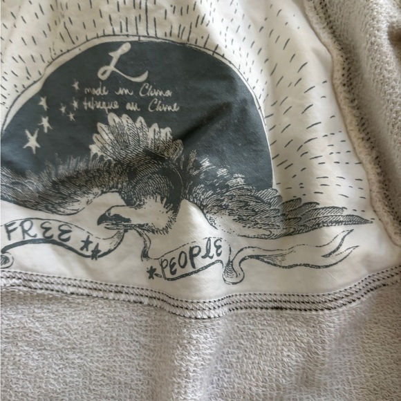 Free People Cream Wrap Hoodie with Brown Ties - Picture 5 of 6